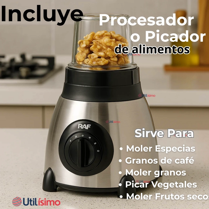 LICUADORA JUGUERA MULTIFUNCIONAL 2 EN 1 PICADORA JARRA DE VIDRIO 1000W DE POTENCIA - 6