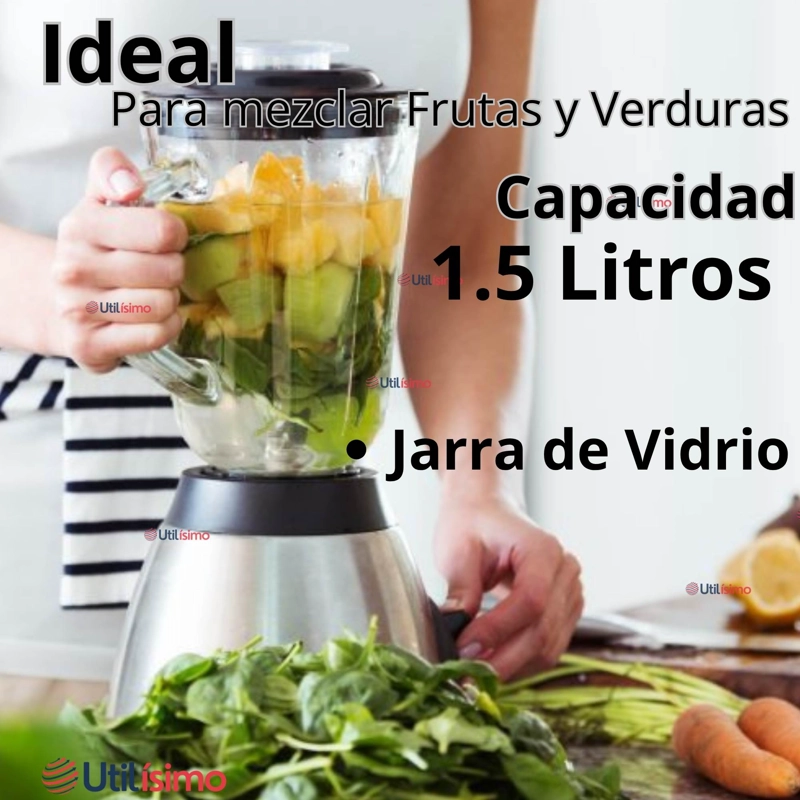 LICUADORA JUGUERA MULTIFUNCIONAL 2 EN 1 PICADORA JARRA DE VIDRIO 1000W DE POTENCIA - 8