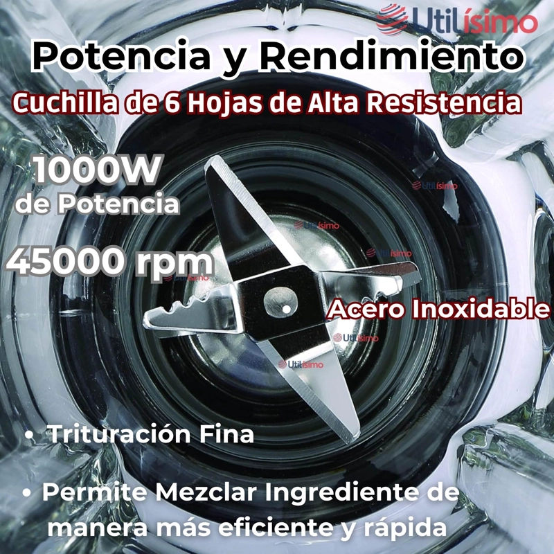 LICUADORA JUGUERA MULTIFUNCIONAL 2 EN 1 PICADORA JARRA DE VIDRIO 1000W DE POTENCIA - 9