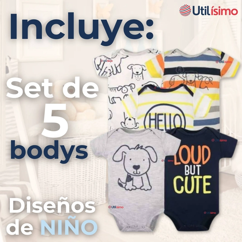 PACK 5 BODYS NIÑO MANGA CORTA TEDMIMAK 100% ALGODON LOUD BUT CUTE - 4