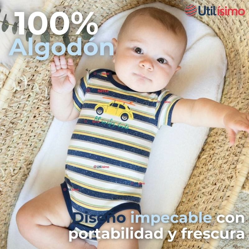 PACK 5 BODYS NIÑO MANGA CORTA TEDMIMAK 100% ALGODON BABY ON BOARD - 5