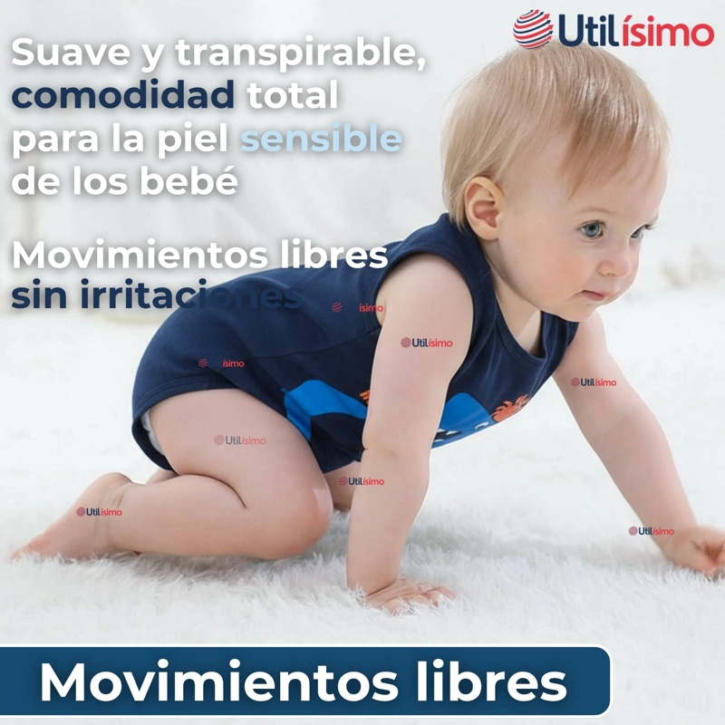 PACK 5 BODYS NIÑO SIN MANGA TEDMIMAK 100% ALGODON BABY SHARK - 8