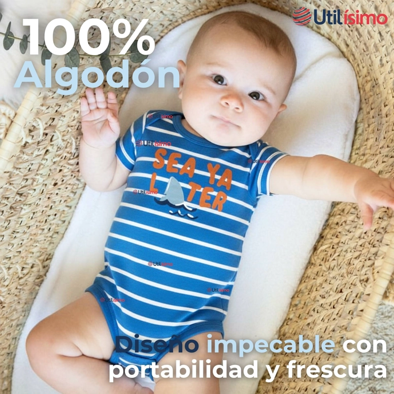 PACK 5 BODYS NIÑO SIN MANGA TEDMIMAK 100% ALGODON BABY SHARK - 5