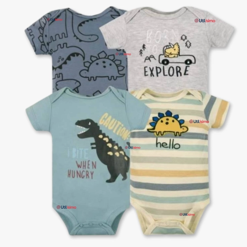 PACK 4 BODYS NIÑO MANGA CORTA TEDMIMAK 100% ALGODON READY FOR FUN - 1