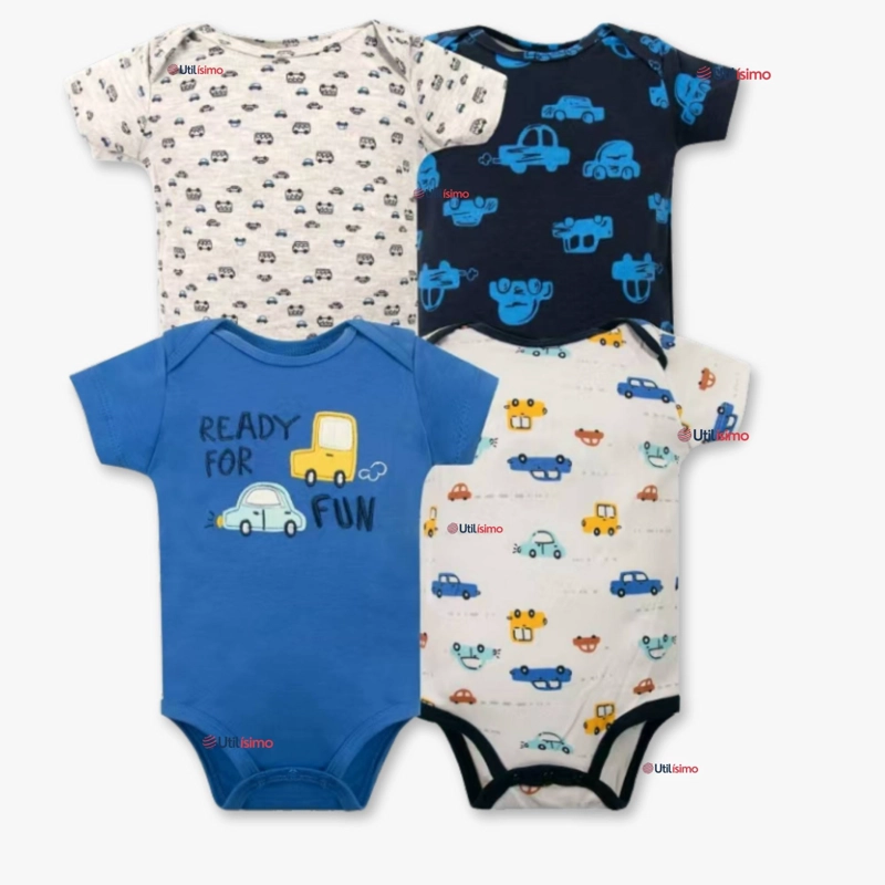 PACK 4 BODYS NIÑO MANGA CORTA TEDMIMAK 100% ALGODON READY FUN - 1