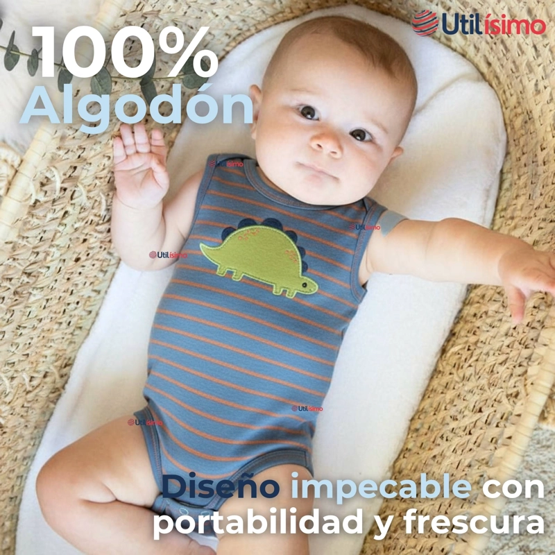 PACK 4 BODYS NIÑO SIN MANGA TEDMIMAK 100% ALGODON BABY DINO - 7