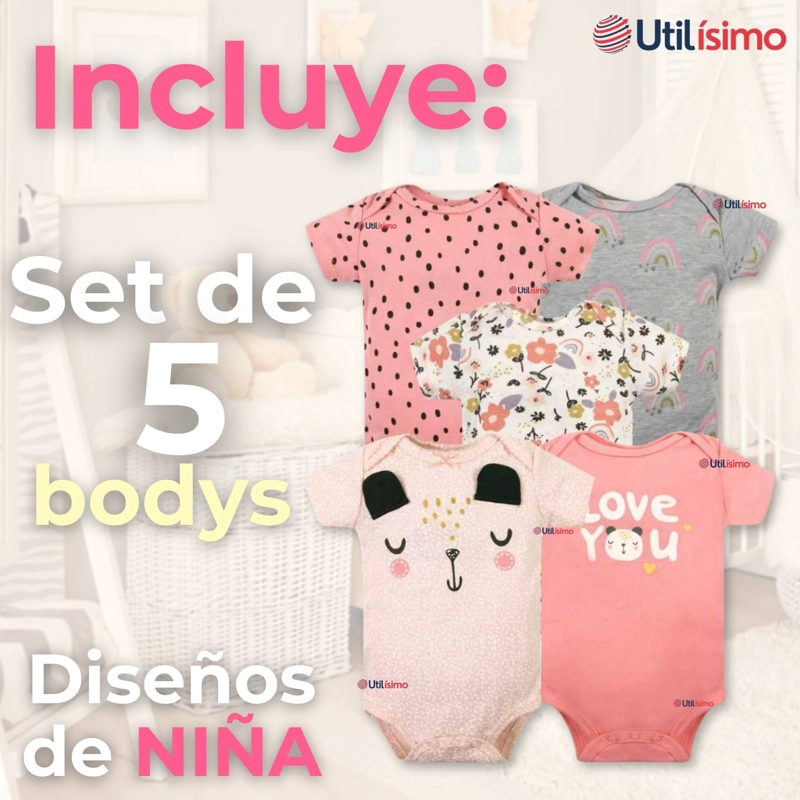 PACK 5 BODYS NIÑA MANGA CORTA TEDMIMAK 100% ALGODON PRINCESS LOVE - 4