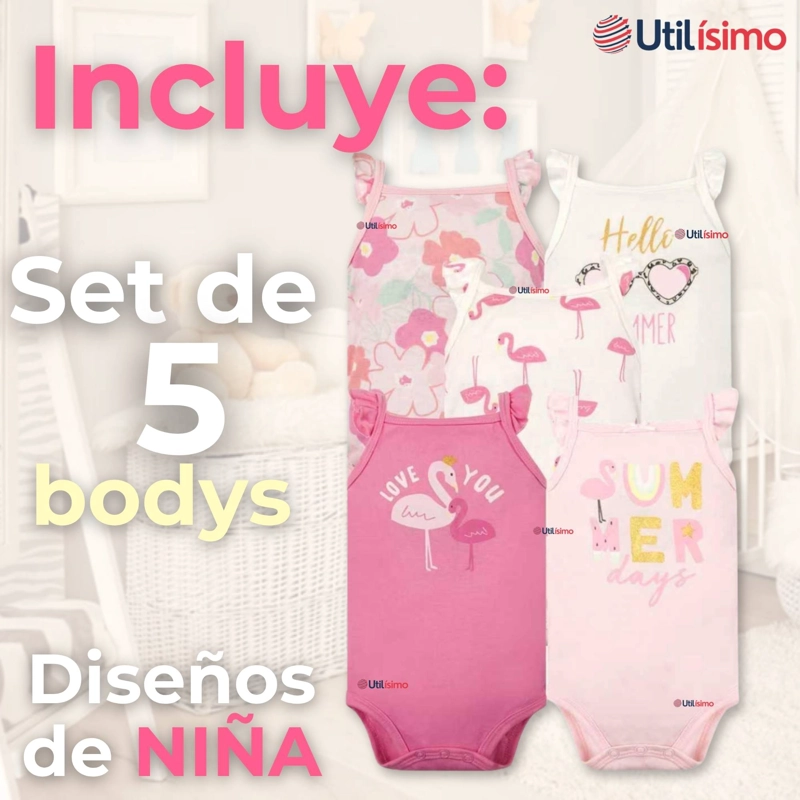 PACK 5 BODYS NIÑA SIN MANGA TEDMIMAK 100% ALGODON HELLO PRINCESS - 4