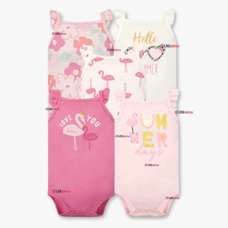 PACK 5 BODYS NIÑA SIN MANGA TEDMIMAK 100% ALGODON HELLO PRINCESS - 1