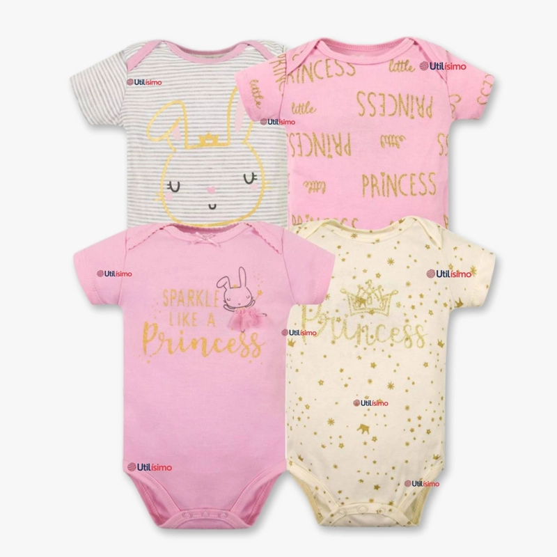 PACK 4 BODYS NIÑA MANGA CORTA TEDMIMAK 100% ALGODON SPARKLE LIKE A PRINCESS - 1