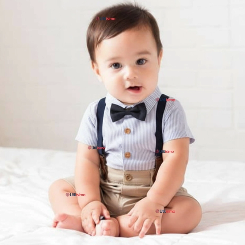CONJUNTO DE VESTIR CON TIRANTES CAMISA SHORT ALGODON BEBES - 1