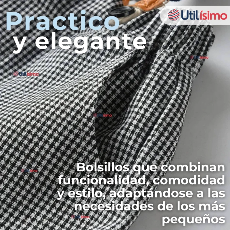 CONJUNTO DE VESTIR CON TIRANTES CAMISA PANTALON CORTO ALGODON BEBE  AZUL - 2