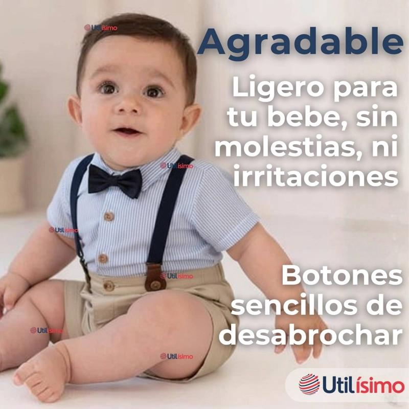 CONJUNTO DE VESTIR CON TIRANTES CAMISA SHORT ALGODON BEBES - 2