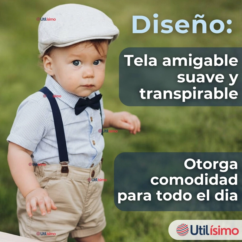 CONJUNTO DE VESTIR CON TIRANTES CAMISA SHORT ALGODON BEBES - 7