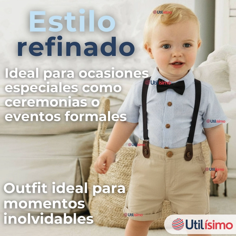 CONJUNTO DE VESTIR CON TIRANTES CAMISA SHORT ALGODON BEBES - 11