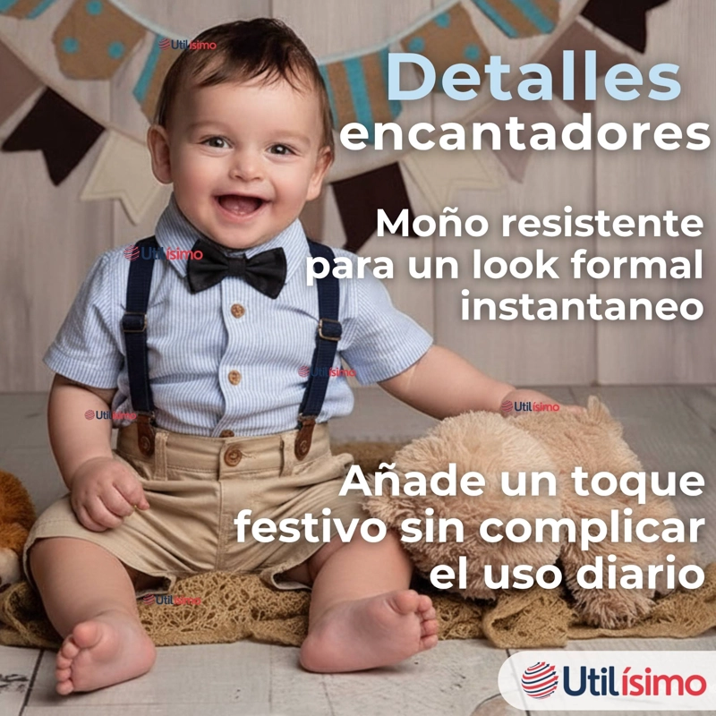 CONJUNTO DE VESTIR CON TIRANTES CAMISA SHORT ALGODON BEBES - 13