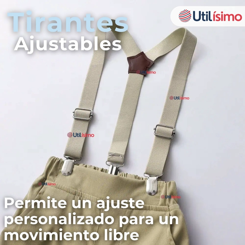 CONJUNTO DE VESTIR CON TIRANTES CAMISA SHORT ALGODON BEBES BEIGE - 9