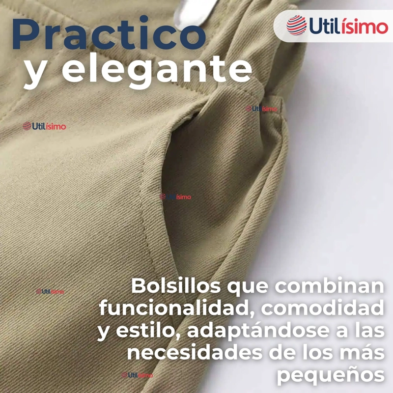 CONJUNTO DE VESTIR CON TIRANTES CAMISA SHORT ALGODON BEBES BEIGE - 11