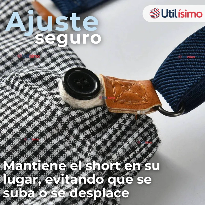 CONJUNTO DE VESTIR CON TIRANTES CAMISA PANTALON CORTO ALGODON BEBE  AZUL - 9