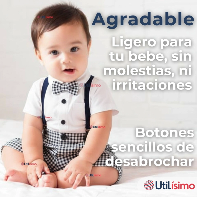 CONJUNTO DE VESTIR CON TIRANTES CAMISA PANTALON CORTO ALGODON BEBE  AZUL - 11