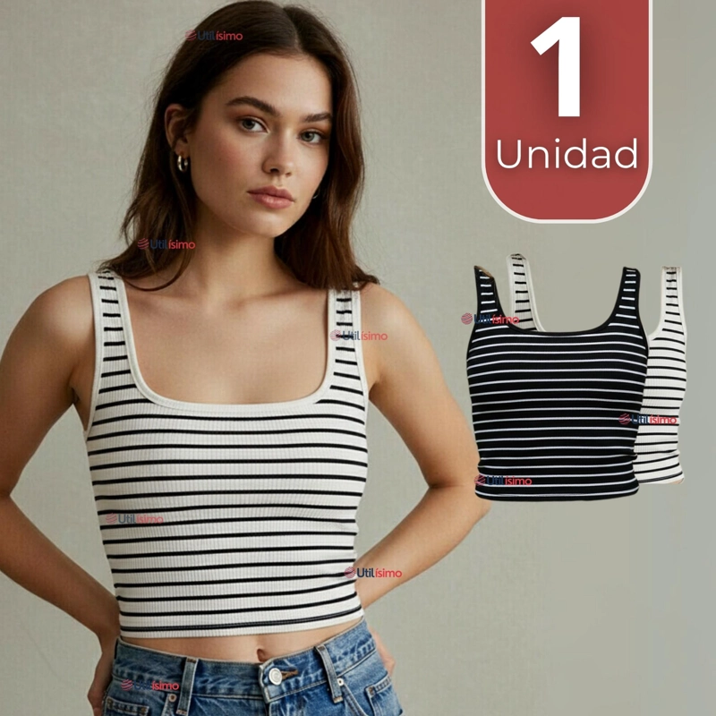 CAMISETA RAYAS 100% ALGODON BASICA LISA ELASTICA MUJER COLORES SURTIDOS - 1