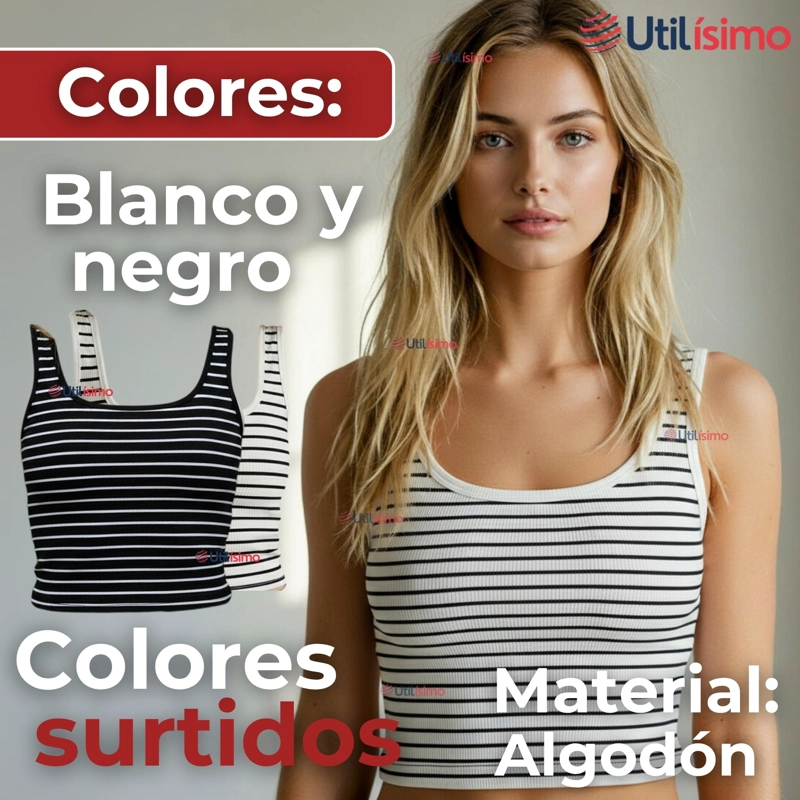 CAMISETA RAYAS 100% ALGODON BASICA LISA ELASTICA MUJER COLORES SURTIDOS - 4