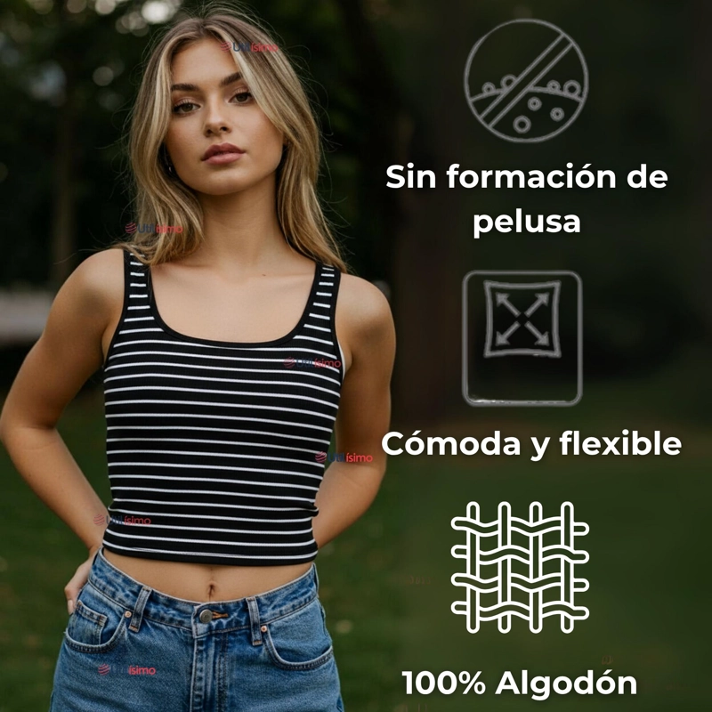 CAMISETA RAYAS 100% ALGODON BASICA LISA ELASTICA MUJER COLORES SURTIDOS - 10