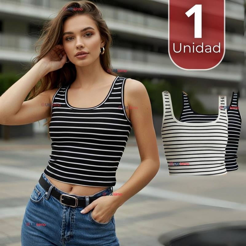 CAMISETA RAYAS 100% ALGODON BASICA LISA ELASTICA MUJER COLORES SURTIDOS - 1