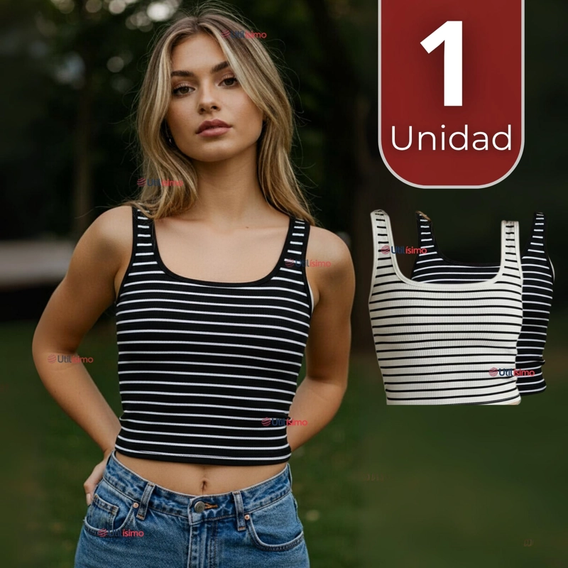 CAMISETA RAYAS 100% ALGODON BASICA LISA ELASTICA MUJER COLORES SURTIDOS - 1