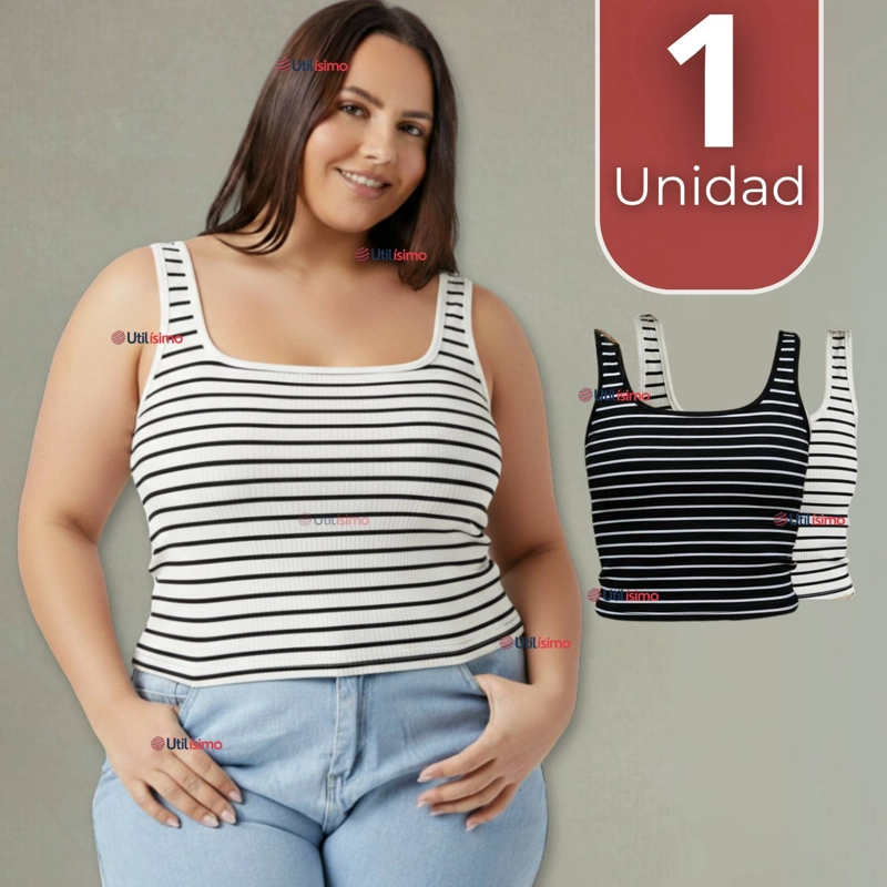 CAMISETA RAYAS 100% ALGODON BASICA LISA ELASTICA MUJER COLORES SURTIDOS - 1