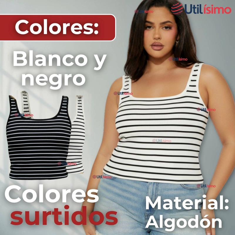 CAMISETA RAYAS 100% ALGODON BASICA LISA ELASTICA MUJER COLORES SURTIDOS - 4