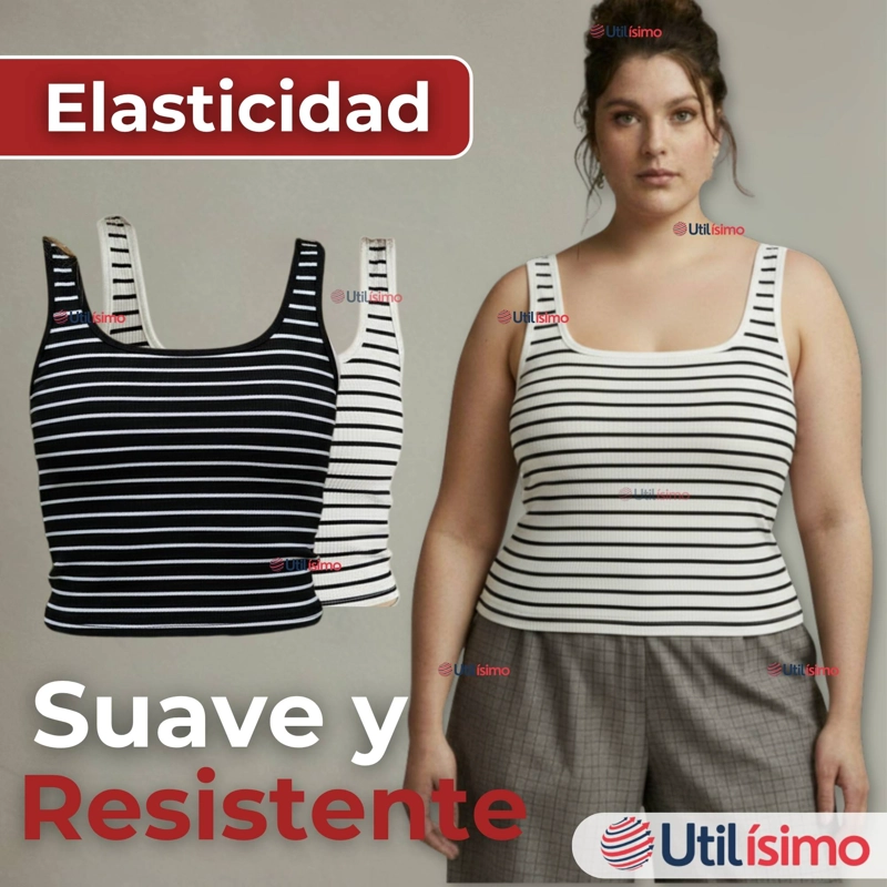 CAMISETA RAYAS 100% ALGODON BASICA LISA ELASTICA MUJER COLORES SURTIDOS - 9