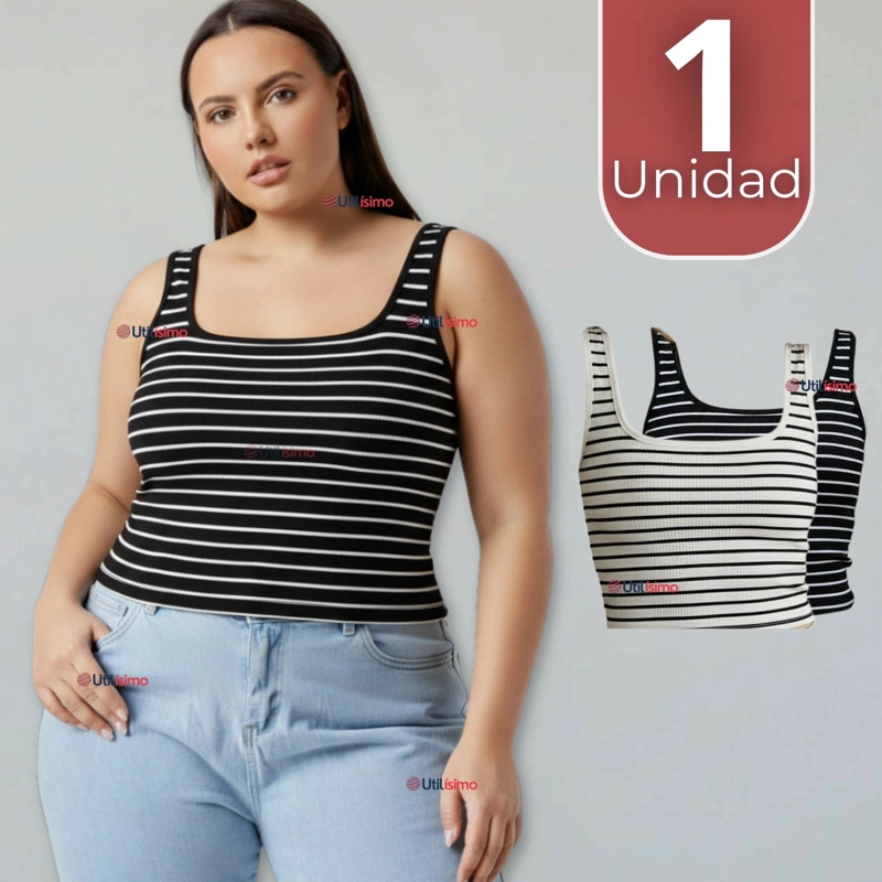 Camiseta Rayas 100% Algodón Básica Lisa Elástica Mujer Colores Surtidos - 1