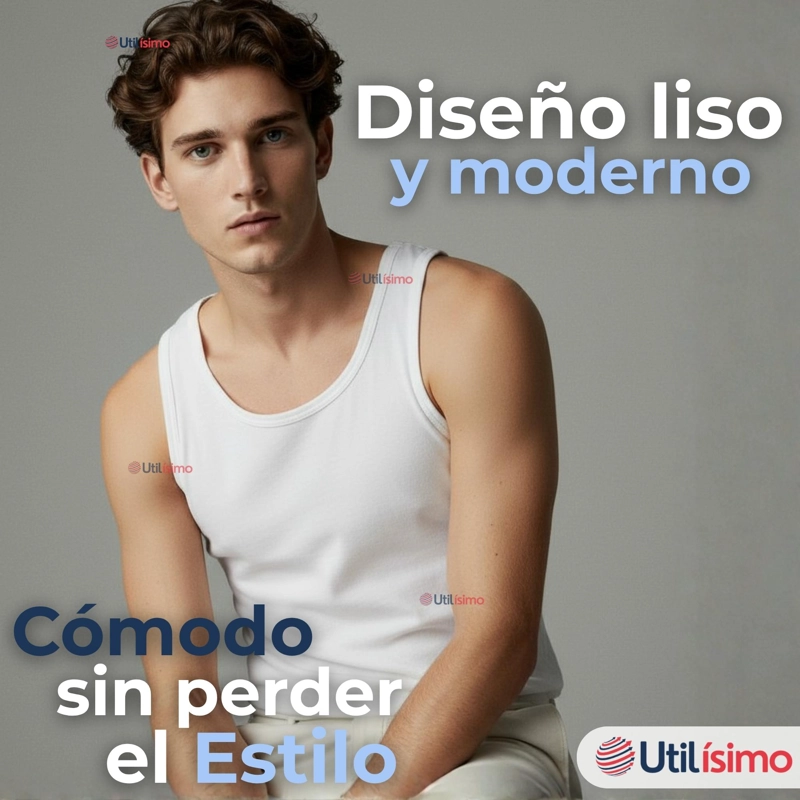 PACK 3 CAMISETAS SIN MANGA BASICAS SUAVES 100% ALGODON COLORES SURTIDOS HOMBRE - 8