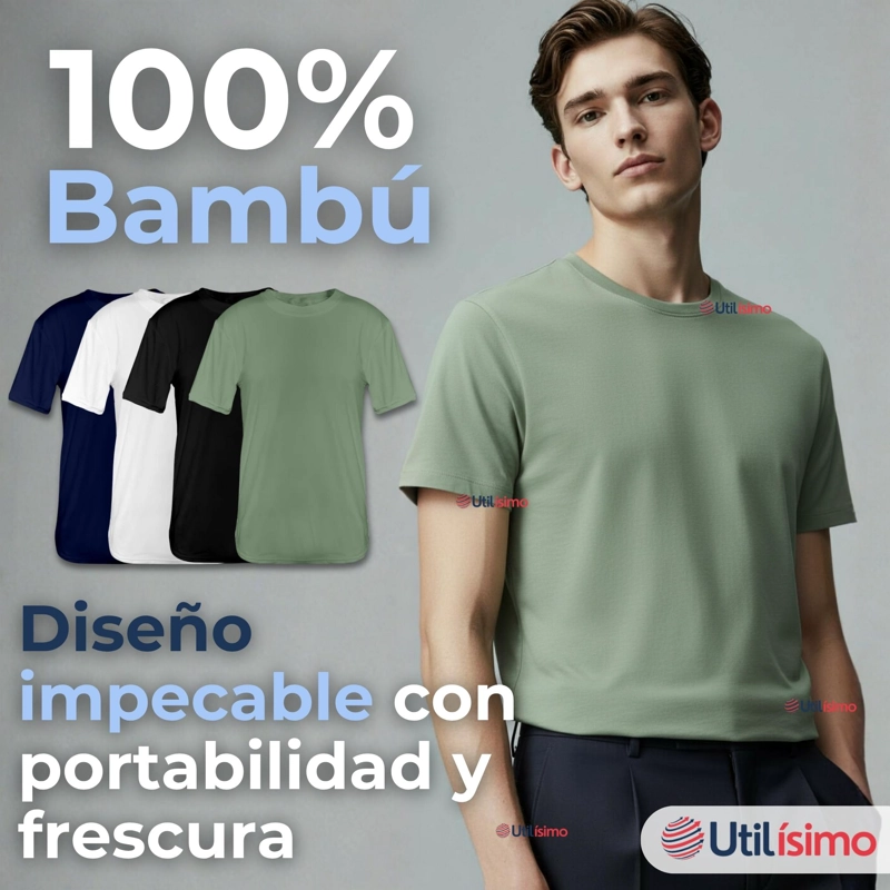 PACK 3 CAMISETAS POLERAS 100% BAMBU BASICAS LISA ELASTICA HOMBRE COLORES SURTIDOS - 7