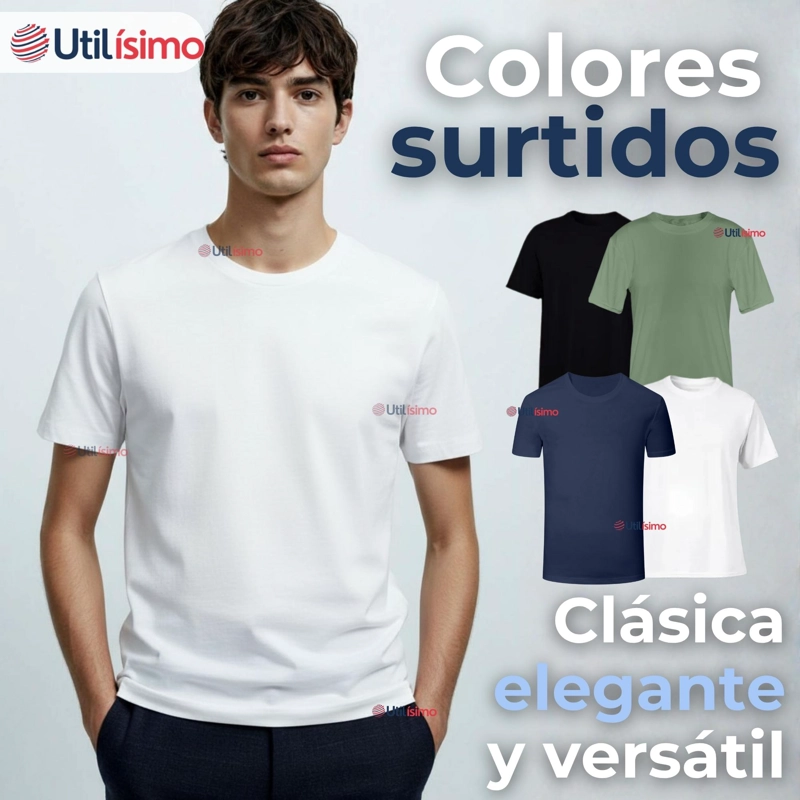 PACK 3 CAMISETAS POLERAS 100% BAMBU BASICAS LISA ELASTICA HOMBRE COLORES SURTIDOS - 5