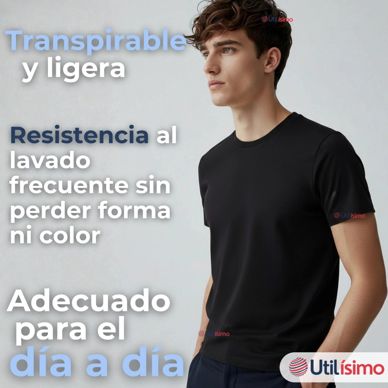 PACK 3 CAMISETAS POLERAS 100% BAMBU BASICAS LISA ELASTICA HOMBRE COLORES SURTIDOS - 9