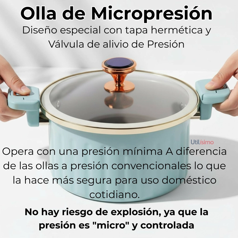 OLLA DE MICRO PRESION ESMALTE ANTIADHERENTE CAPACIDAD 12 LITROS COLOR AZUL - 2