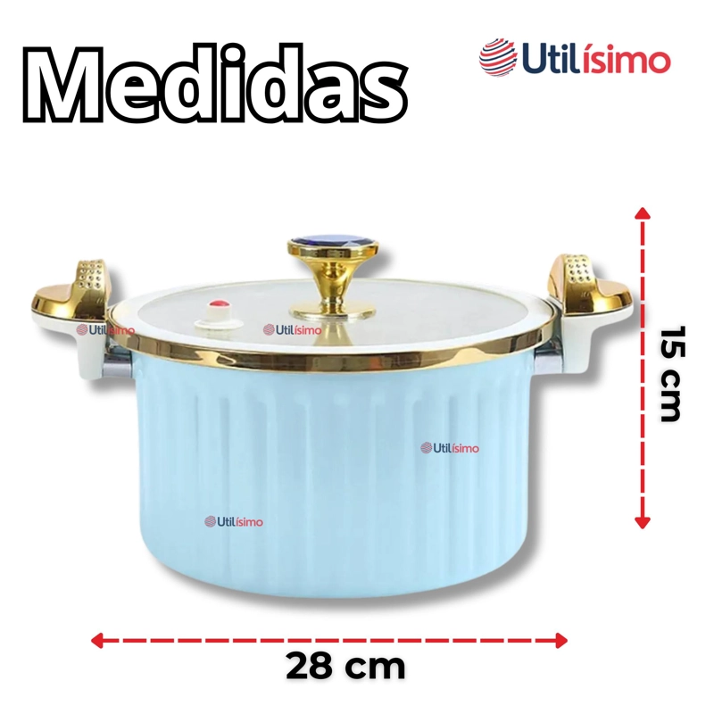 OLLA DE MICRO PRESION ESMALTE ANTIADHERENTE CAPACIDAD 12 LITROS COLOR AZUL - 4