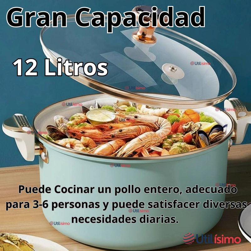 OLLA DE MICRO PRESION ESMALTE ANTIADHERENTE CAPACIDAD 12 LITROS COLOR AZUL - 8