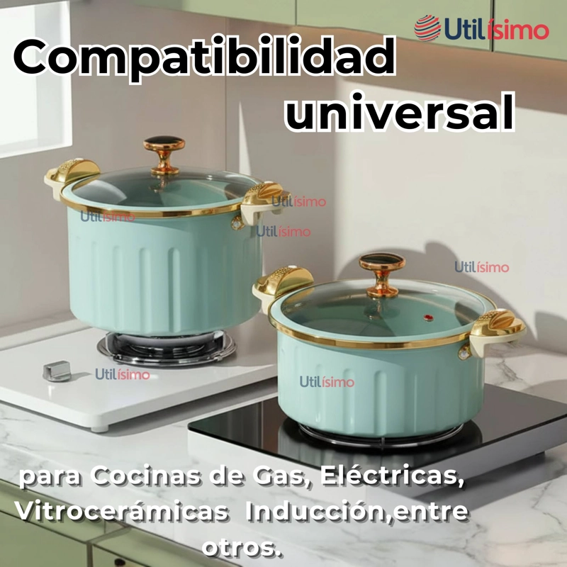 OLLA DE MICRO PRESION ESMALTE ANTIADHERENTE CAPACIDAD 12 LITROS COLOR AZUL - 10