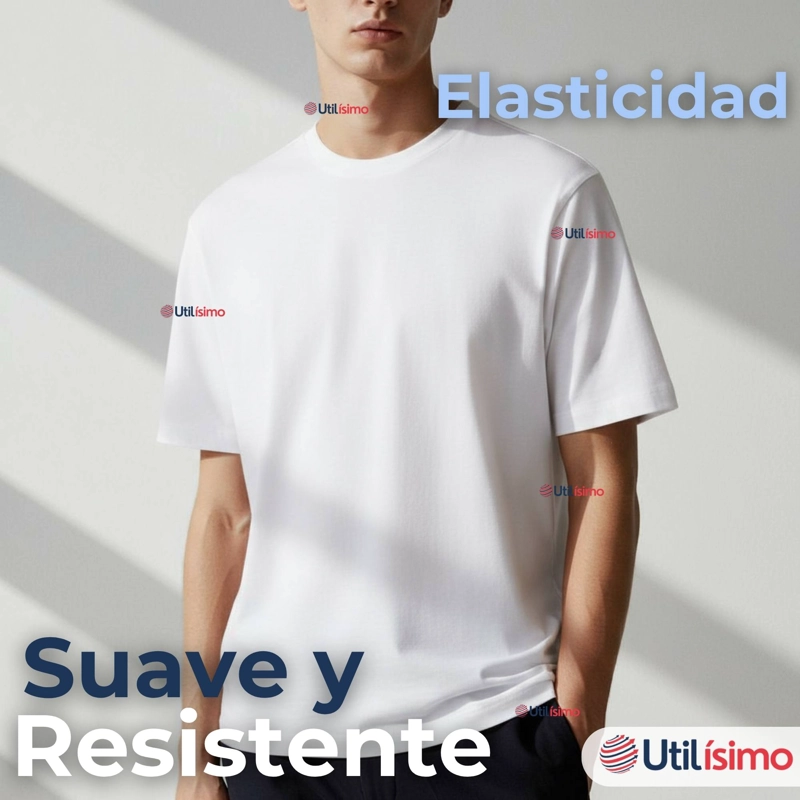 POLERA CAMISETA 150G MANGA CORTA 100% ALGODON TEXTURA SUAVE BLANCO HOMBRE - 9