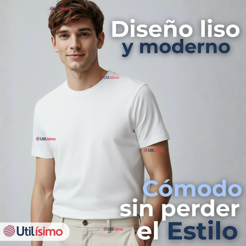 POLERA CAMISETA 150G MANGA CORTA 100% ALGODON TEXTURA SUAVE BLANCO HOMBRE - 7
