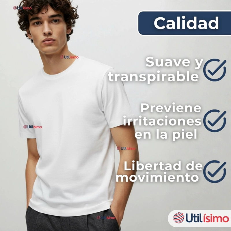 POLERA CAMISETA 150G MANGA CORTA 100% ALGODON TEXTURA SUAVE BLANCO HOMBRE - 10