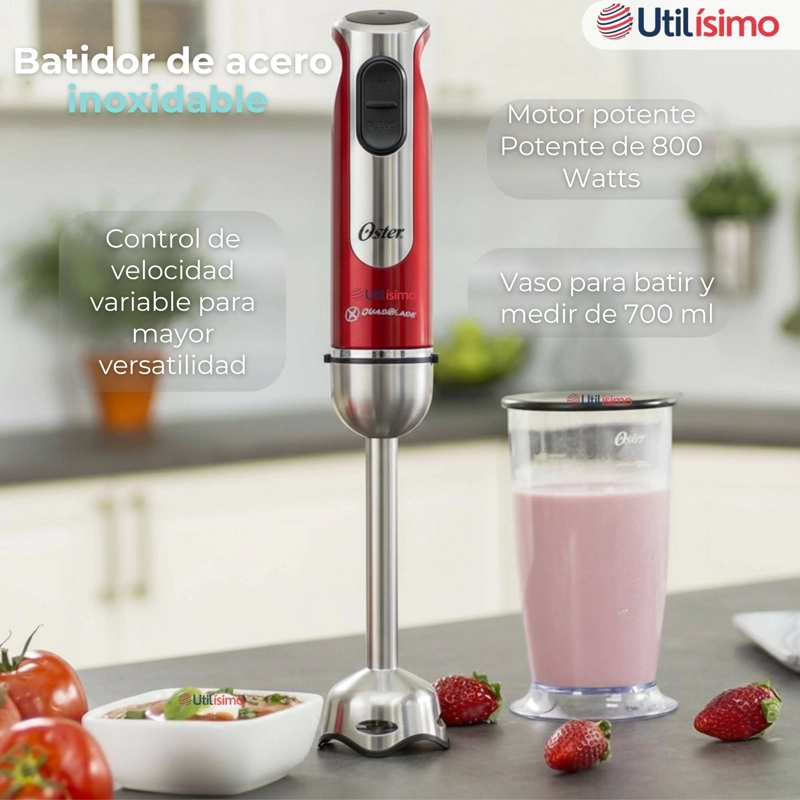 BATIDORA DE INMERSION OSTER® ROJA CON ORGANIZADOR Y ACCESORIOS - 7