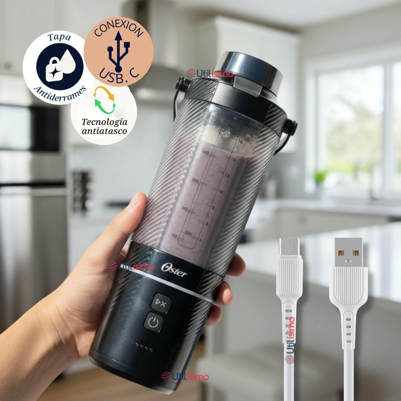 OSTER LICUADORA PORTATIL, GOMAX, 590 ML DE CAPACIDAD, PARA SMOOTHIES, NEGRO, BLSTGFP-B20-000 - 1