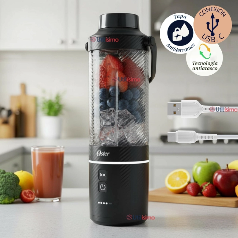 OSTER LICUADORA PORTATIL, GOMAX, 590 ML DE CAPACIDAD, PARA SMOOTHIES, NEGRO, BLSTGFP-B20-000 - 1
