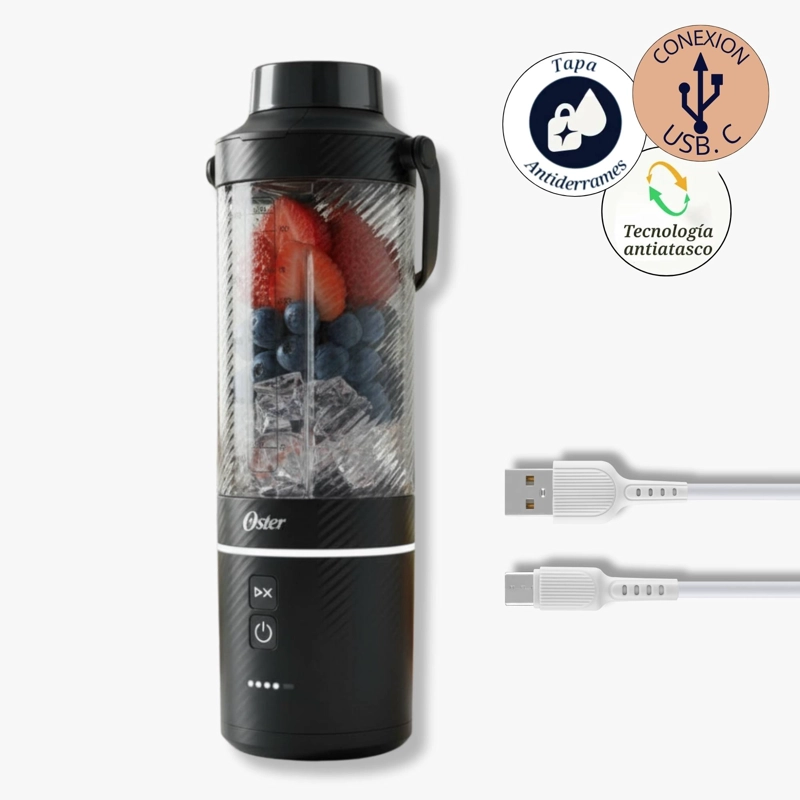 OSTER LICUADORA PORTATIL, GOMAX, 590 ML DE CAPACIDAD, PARA SMOOTHIES, NEGRO, BLSTGFP-B20-000 - 1
