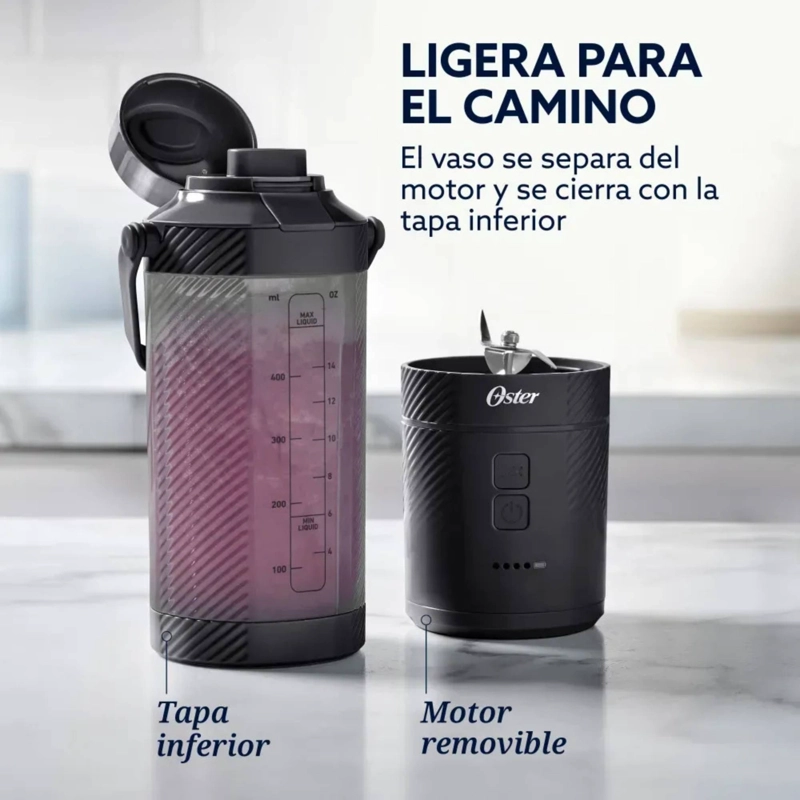 OSTER LICUADORA PORTATIL, GOMAX, 590 ML DE CAPACIDAD, PARA SMOOTHIES, NEGRO, BLSTGFP-B20-000 - 6