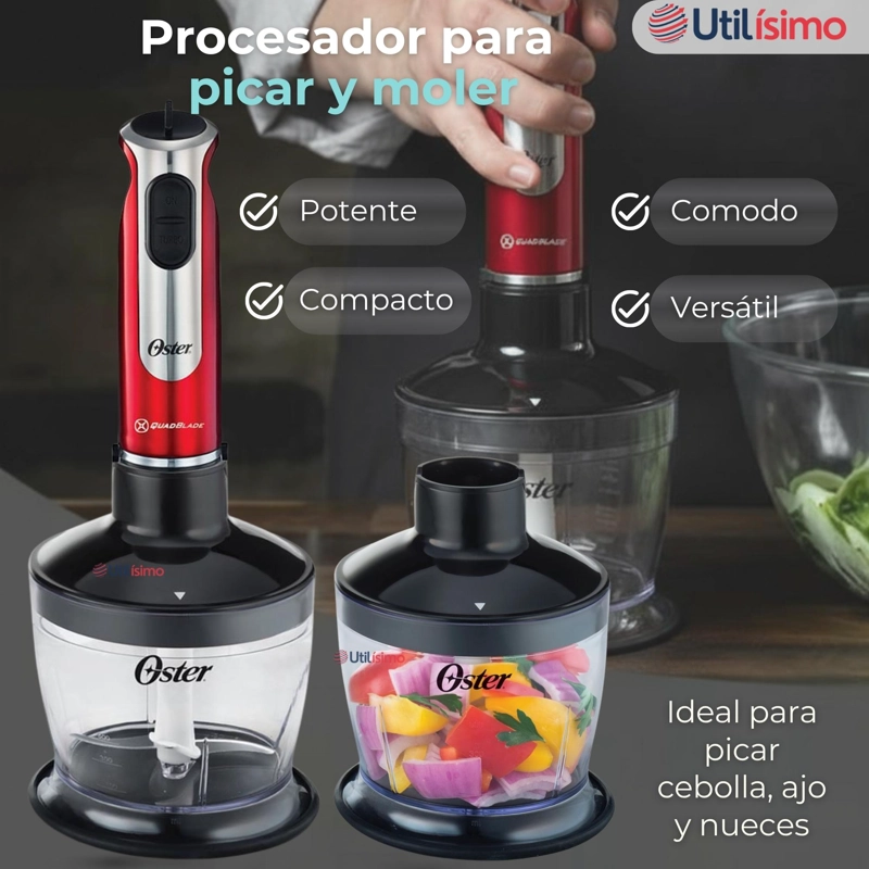 BATIDORA DE INMERSION OSTER® ROJA CON ORGANIZADOR Y ACCESORIOS - 7